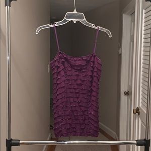 Purple ruffled shirt